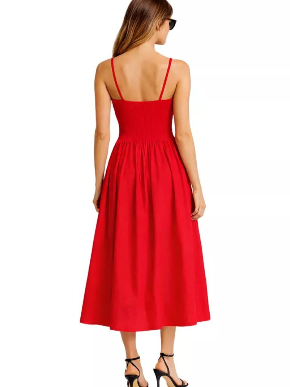 Torn By Ronny Kobo Monica Midi Dress Ribbed Poplin Crimson Red NWOT Size Small - Picture 3 of 10